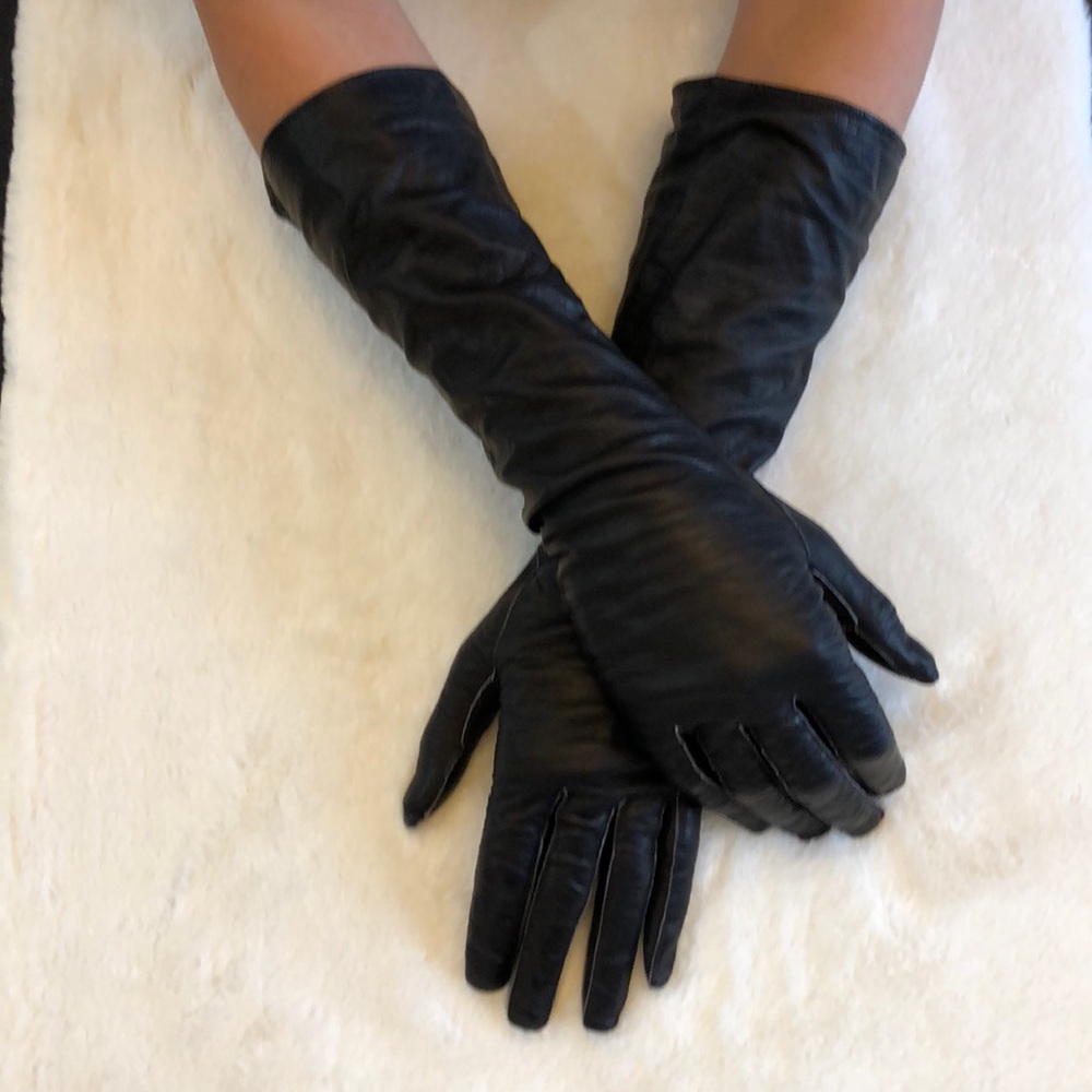 Black leather gloves